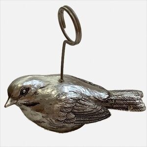 VINTAGE Silver Bird Place Card Holder Ornament